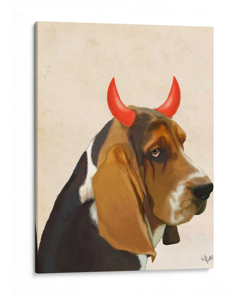 Little Diablo Basset Hound - Fab Funky | Cuadro decorativo de Canvas Lab