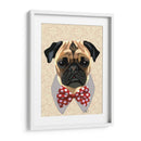 Pug Con Lazo De Arco Irregular Rojo Y Blanco - Fab Funky | Cuadro decorativo de Canvas Lab