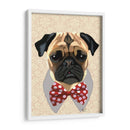 Pug Con Lazo De Arco Irregular Rojo Y Blanco - Fab Funky | Cuadro decorativo de Canvas Lab