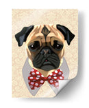 Pug Con Lazo De Arco Irregular Rojo Y Blanco - Fab Funky | Cuadro decorativo de Canvas Lab