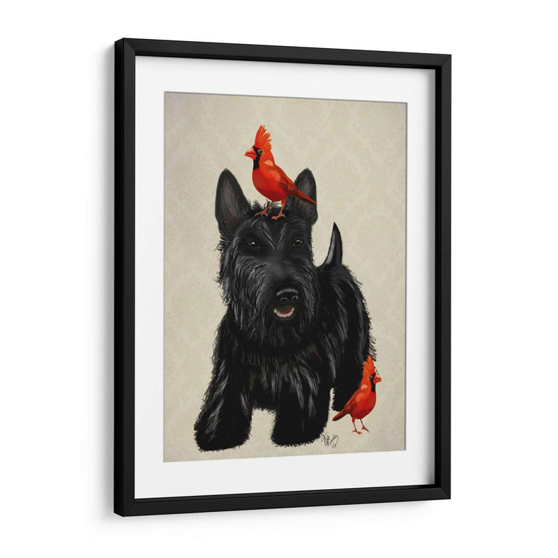 Perro Escocés Y Pájaros Rojos - Fab Funky | Cuadro decorativo de Canvas Lab