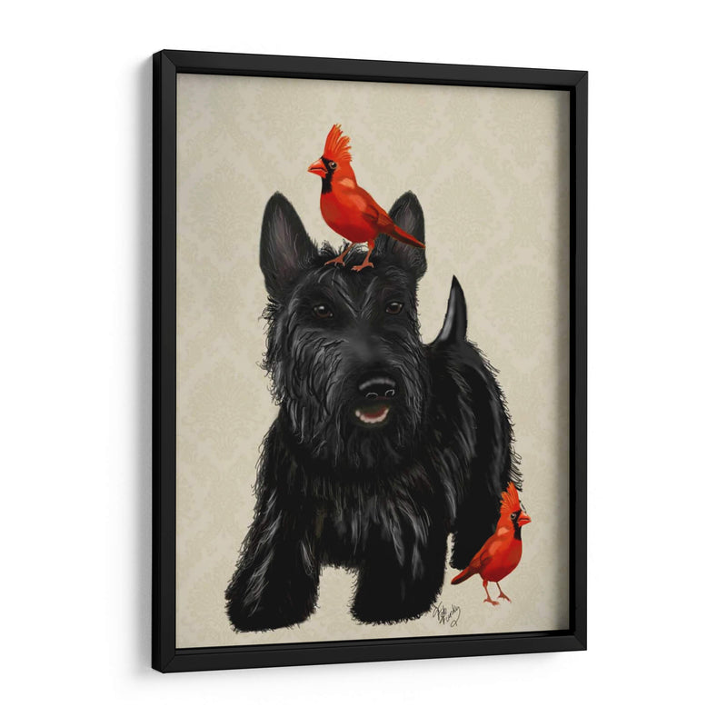 Perro Escocés Y Pájaros Rojos - Fab Funky | Cuadro decorativo de Canvas Lab