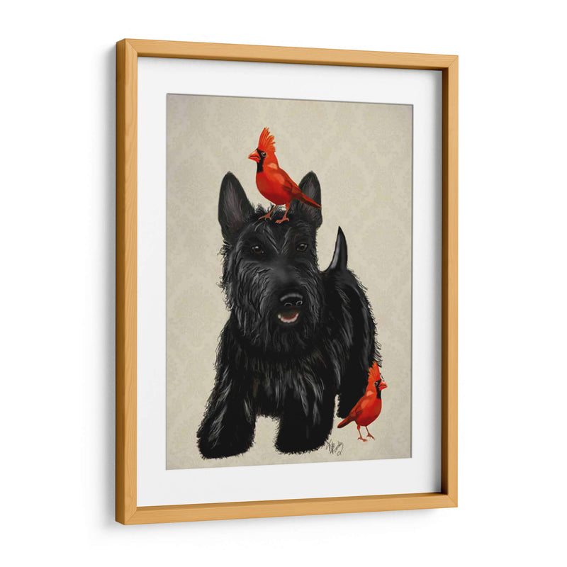 Perro Escocés Y Pájaros Rojos - Fab Funky | Cuadro decorativo de Canvas Lab