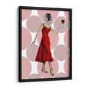 Mono En Vestido Rojo Con Vino. - Fab Funky | Cuadro decorativo de Canvas Lab