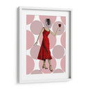 Mono En Vestido Rojo Con Vino. - Fab Funky | Cuadro decorativo de Canvas Lab