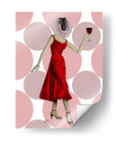 Mono En Vestido Rojo Con Vino. - Fab Funky | Cuadro decorativo de Canvas Lab