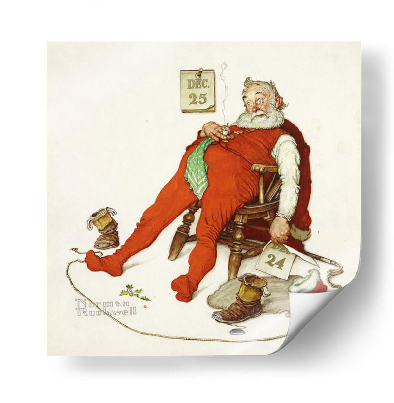 Cansancio navideño - Norman Rockwell | Cuadro decorativo de Canvas Lab