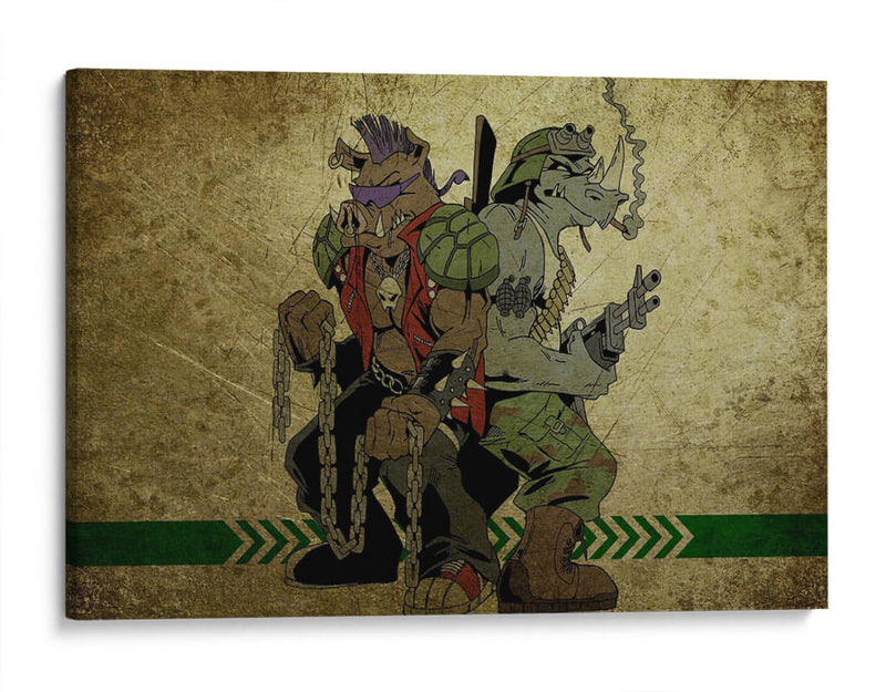 Bebop y Rocksteady - cadenas y ametralladora | Cuadro decorativo de Canvas Lab
