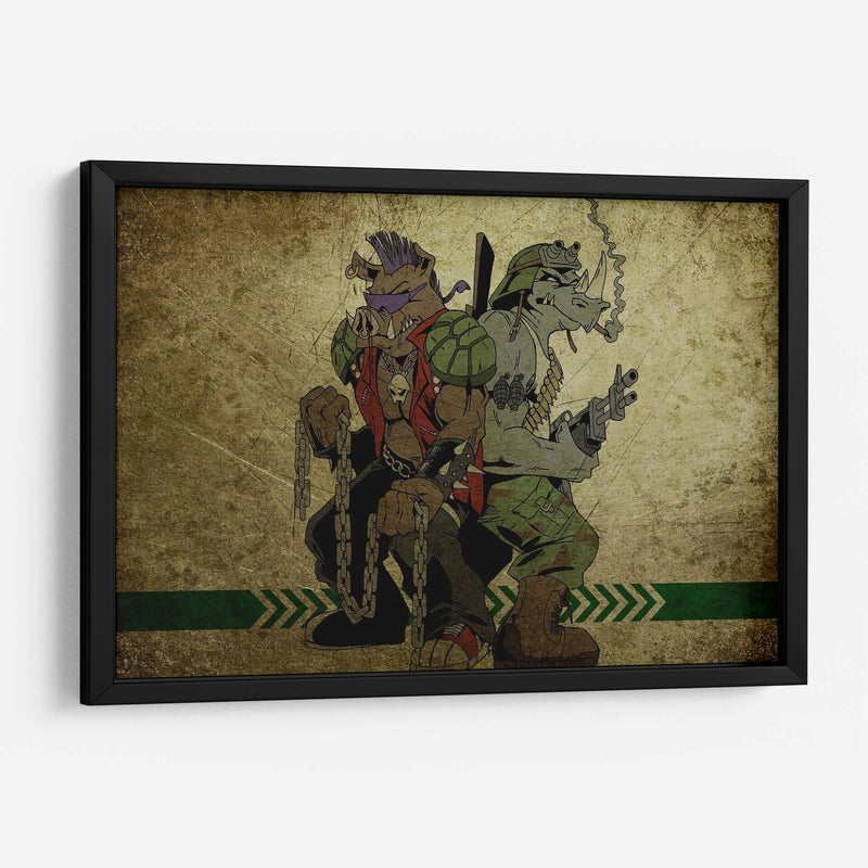 Bebop y Rocksteady - cadenas y ametralladora | Cuadro decorativo de Canvas Lab