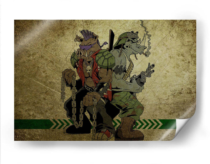 Bebop y Rocksteady - cadenas y ametralladora | Cuadro decorativo de Canvas Lab
