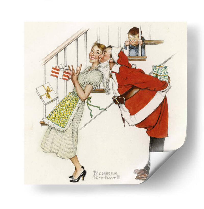 Vi a mami besando a Santa Claus - Norman Rockwell | Cuadro decorativo de Canvas Lab