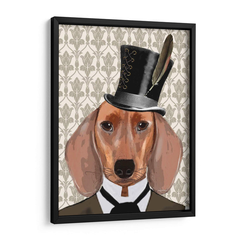 Perro Dachshund Con Sombrero De Copa - Fab Funky | Cuadro decorativo de Canvas Lab