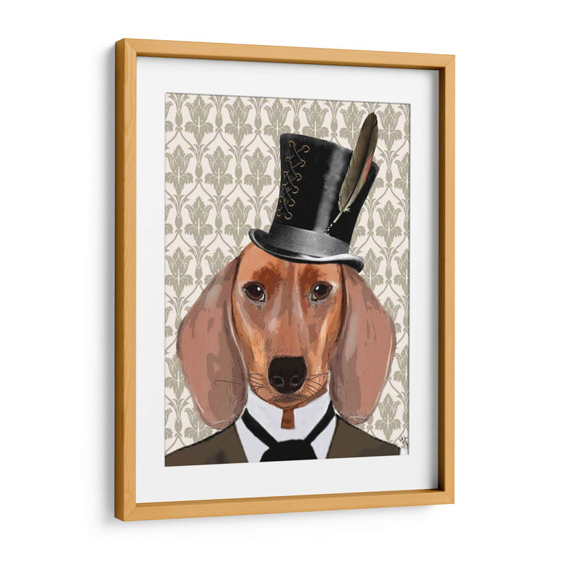 Perro Dachshund Con Sombrero De Copa - Fab Funky | Cuadro decorativo de Canvas Lab