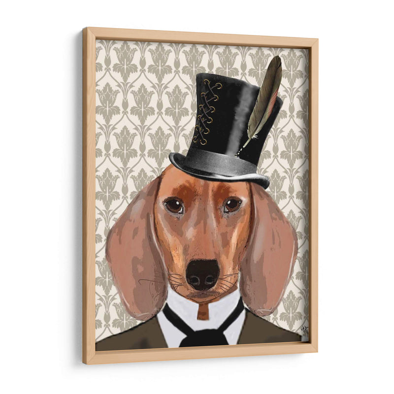 Perro Dachshund Con Sombrero De Copa - Fab Funky | Cuadro decorativo de Canvas Lab