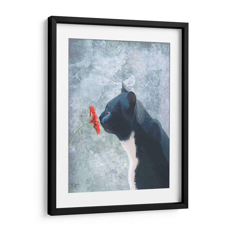 Gato Negro Olfateando Flor - Fab Funky | Cuadro decorativo de Canvas Lab