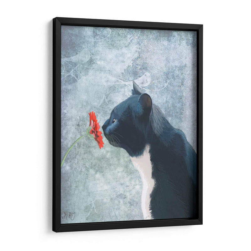 Gato Negro Olfateando Flor - Fab Funky | Cuadro decorativo de Canvas Lab