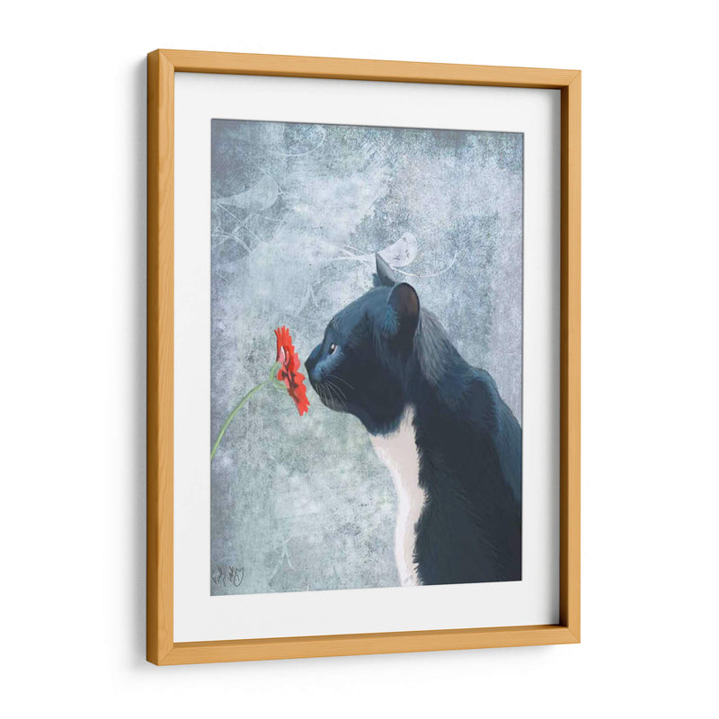 Gato Negro Olfateando Flor - Fab Funky | Cuadro decorativo de Canvas Lab