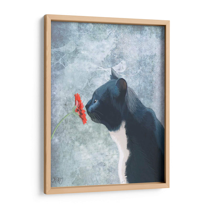 Gato Negro Olfateando Flor - Fab Funky | Cuadro decorativo de Canvas Lab