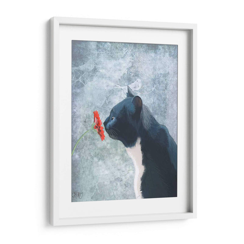 Gato Negro Olfateando Flor - Fab Funky | Cuadro decorativo de Canvas Lab