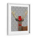 Ciervos Con Sombrero Rojo Y Bigote - Fab Funky | Cuadro decorativo de Canvas Lab