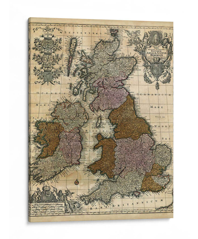 Mapa De Inglaterra, Escocia E Irlanda | Cuadro decorativo de Canvas Lab