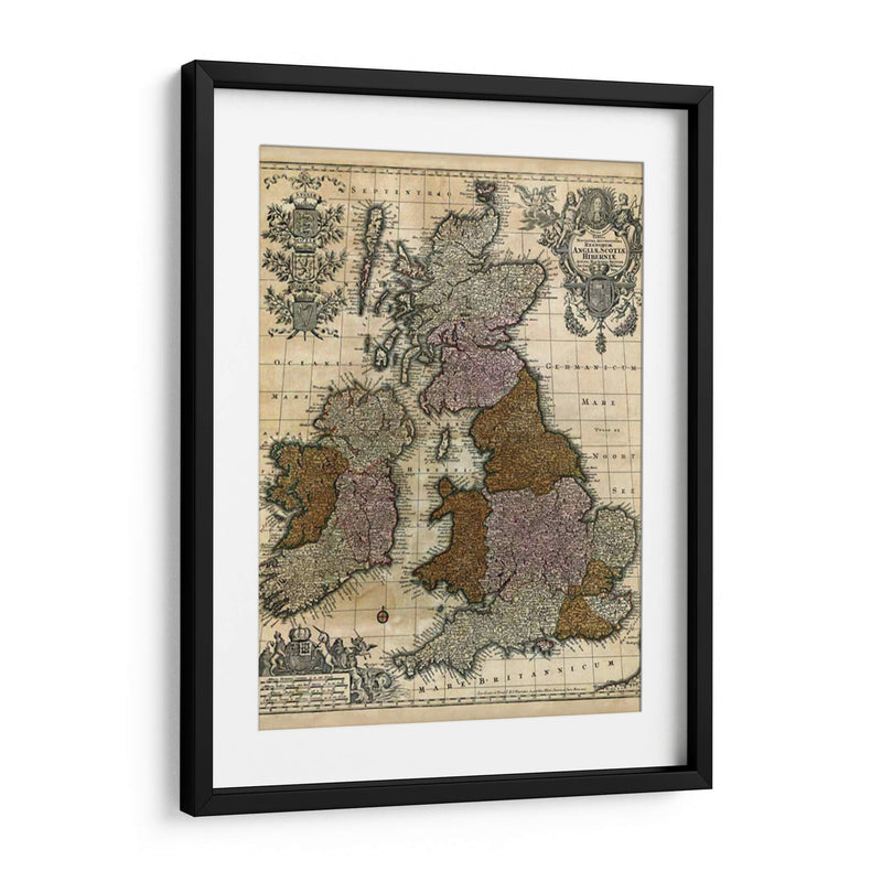 Mapa De Inglaterra, Escocia E Irlanda | Cuadro decorativo de Canvas Lab