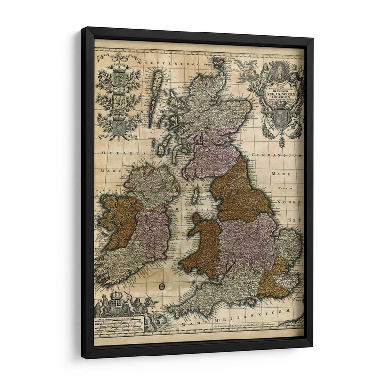 Mapa De Inglaterra, Escocia E Irlanda | Cuadro decorativo de Canvas Lab