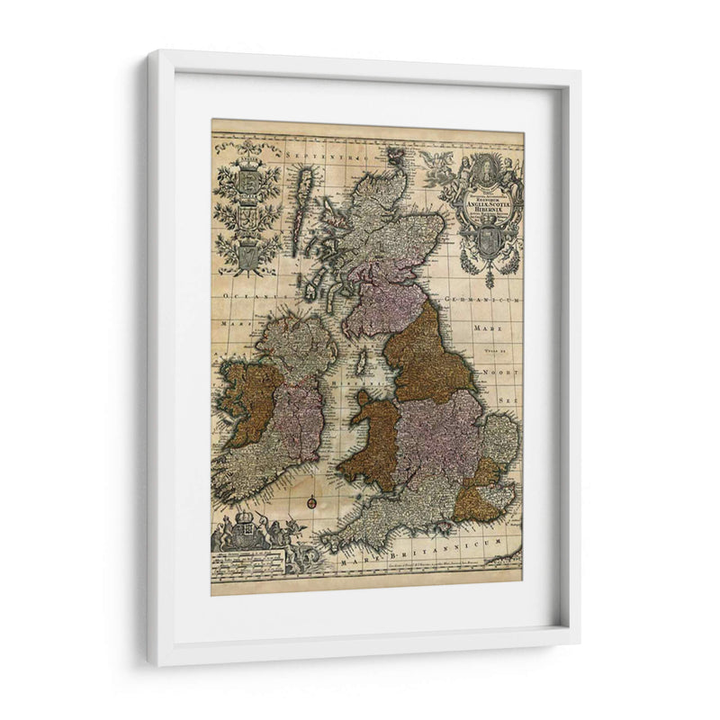 Mapa De Inglaterra, Escocia E Irlanda | Cuadro decorativo de Canvas Lab