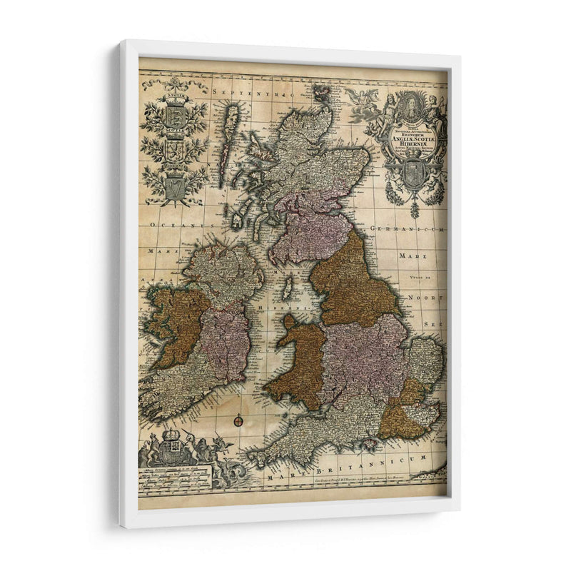 Mapa De Inglaterra, Escocia E Irlanda | Cuadro decorativo de Canvas Lab