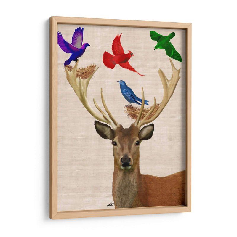 Ciervos Y Pájaros Nidos - Fab Funky | Cuadro decorativo de Canvas Lab