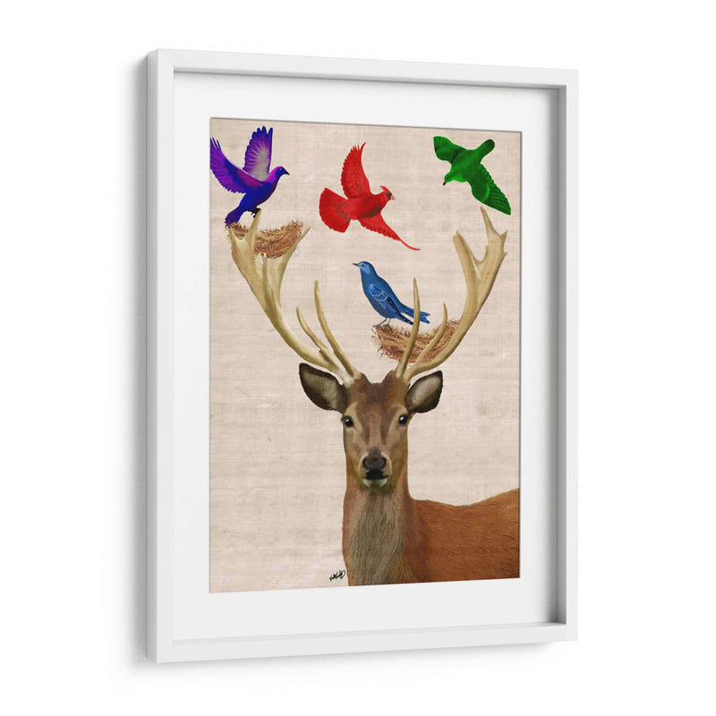 Ciervos Y Pájaros Nidos - Fab Funky | Cuadro decorativo de Canvas Lab