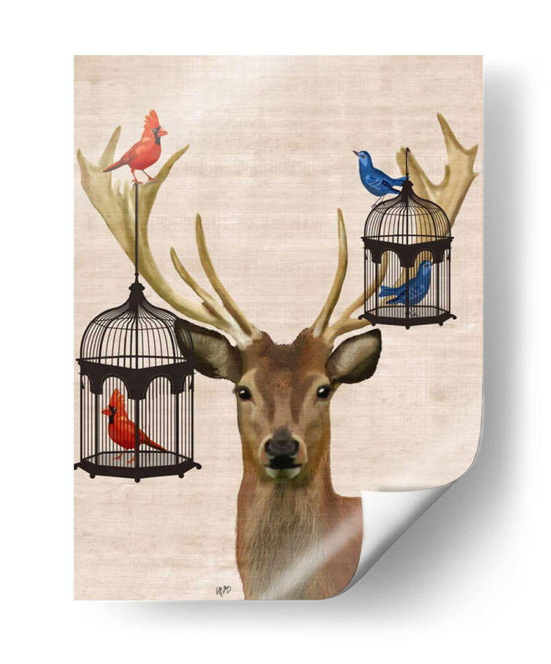 Jaulas De Ciervos Y Pájaros - Fab Funky | Cuadro decorativo de Canvas Lab