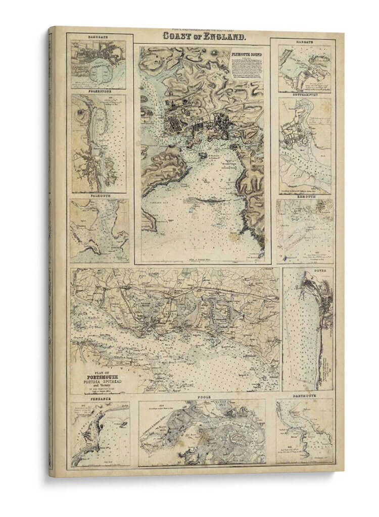 Mapa De La Costa De Inglaterra I | Cuadro decorativo de Canvas Lab