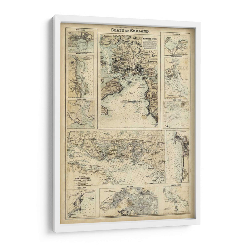 Mapa De La Costa De Inglaterra I | Cuadro decorativo de Canvas Lab