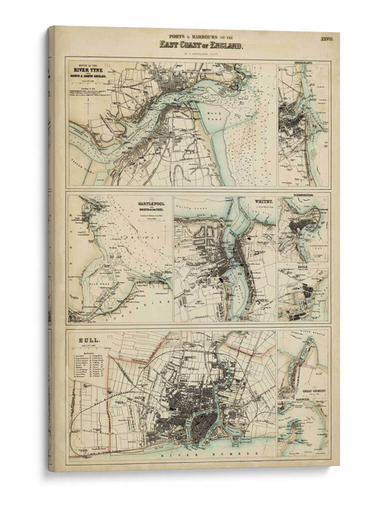 Mapa De La Costa De Inglaterra Iii | Cuadro decorativo de Canvas Lab