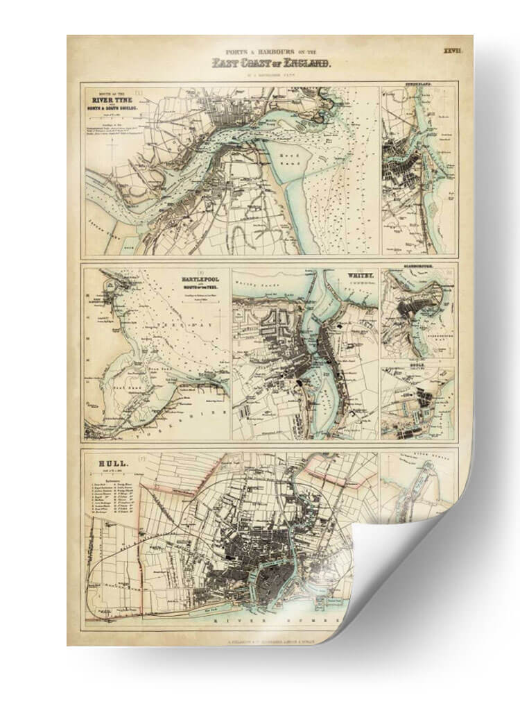 Mapa De La Costa De Inglaterra Iii | Cuadro decorativo de Canvas Lab