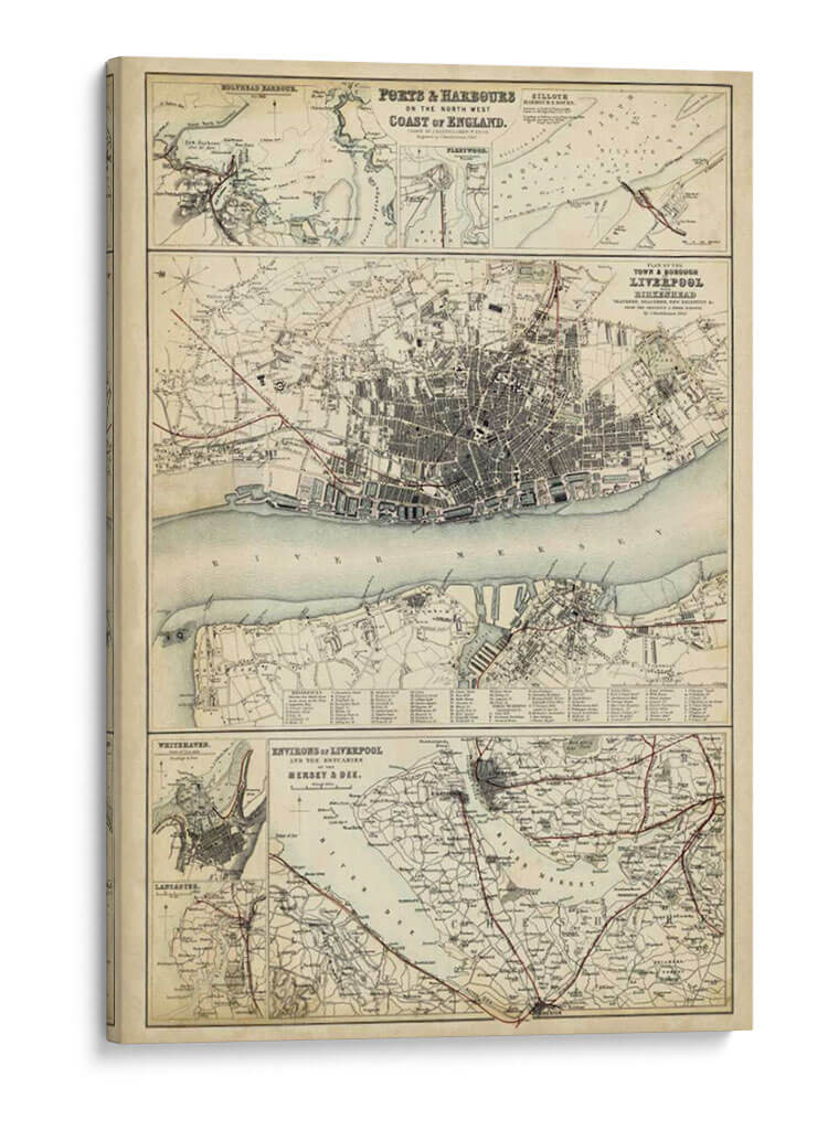 Mapa De La Costa De Inglaterra Iv | Cuadro decorativo de Canvas Lab