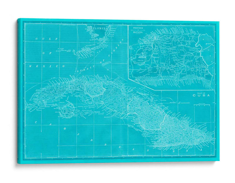 Mapa De Cuba En Aqua - Vision Studio | Cuadro decorativo de Canvas Lab