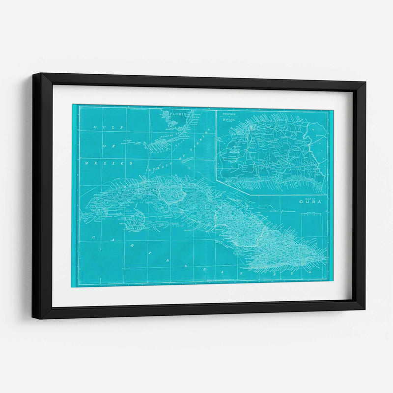 Mapa De Cuba En Aqua - Vision Studio | Cuadro decorativo de Canvas Lab