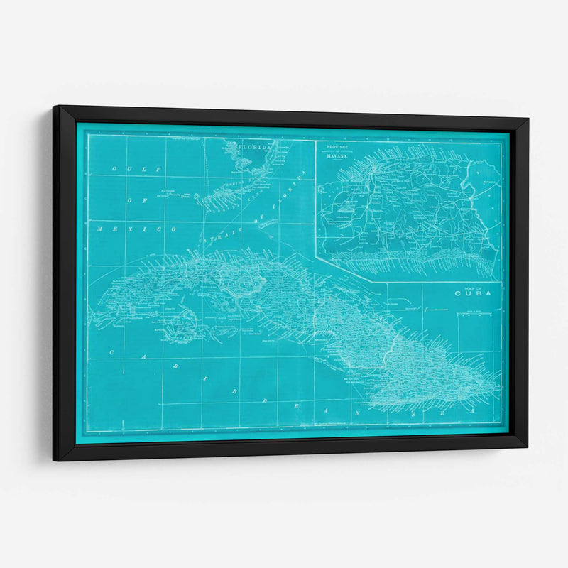 Mapa De Cuba En Aqua - Vision Studio | Cuadro decorativo de Canvas Lab