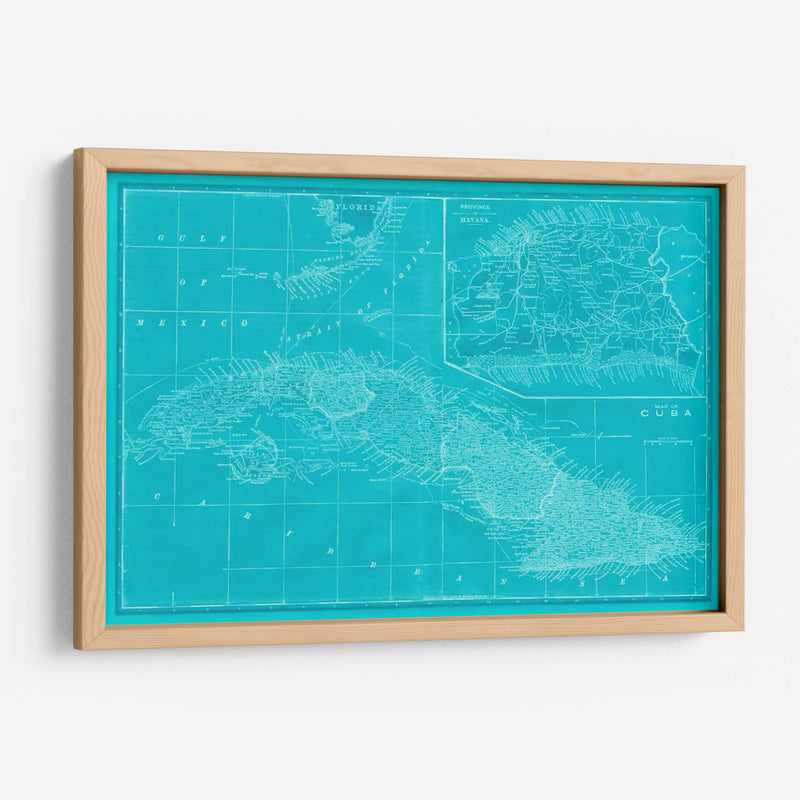 Mapa De Cuba En Aqua - Vision Studio | Cuadro decorativo de Canvas Lab