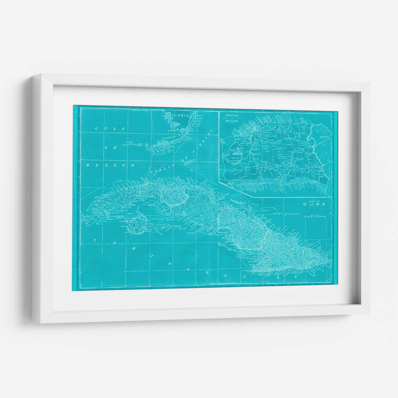 Mapa De Cuba En Aqua - Vision Studio | Cuadro decorativo de Canvas Lab