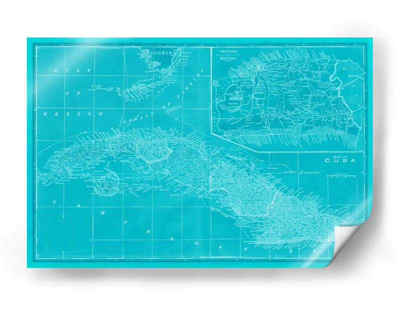 Mapa De Cuba En Aqua - Vision Studio | Cuadro decorativo de Canvas Lab