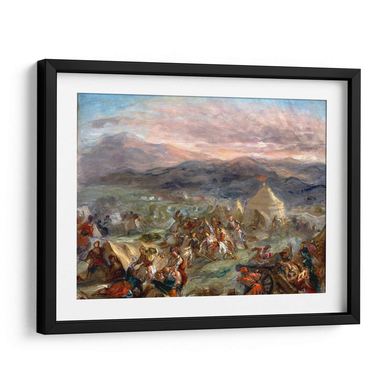 Botzaris sorprende al campamento turco y cae mortalmente herido - Eugène Delacroix | Cuadro decorativo de Canvas Lab