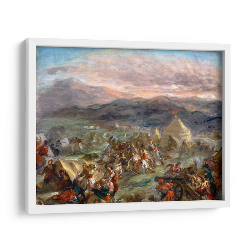 Botzaris sorprende al campamento turco y cae mortalmente herido - Eugène Delacroix | Cuadro decorativo de Canvas Lab
