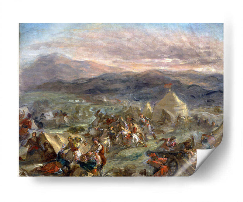 Botzaris sorprende al campamento turco y cae mortalmente herido - Eugène Delacroix | Cuadro decorativo de Canvas Lab
