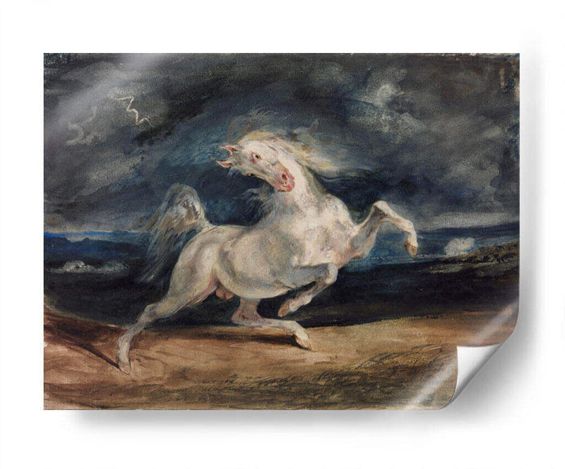 Caballo asustado por una tormenta - Eugène Delacroix | Cuadro decorativo de Canvas Lab