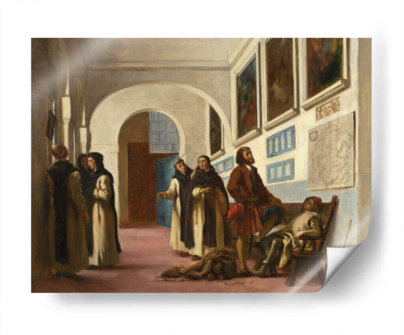 Cristobal Colón y su hijo en La Rábida - Eugène Delacroix | Cuadro decorativo de Canvas Lab