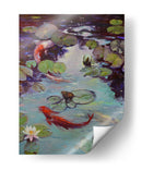 Koi Rojo Y Lirios - Chuck Larivey | Cuadro decorativo de Canvas Lab