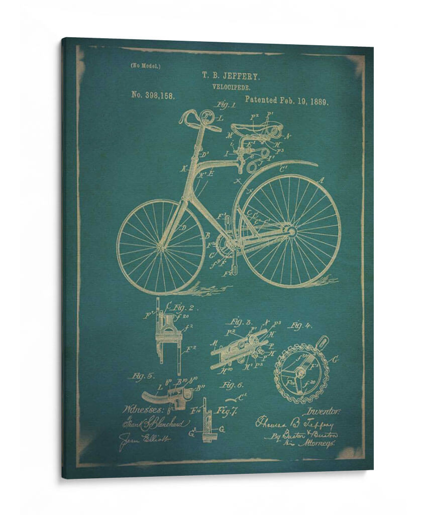 Patente De Bicicleta 2 Azul - GI ArtLab | Cuadro decorativo de Canvas Lab